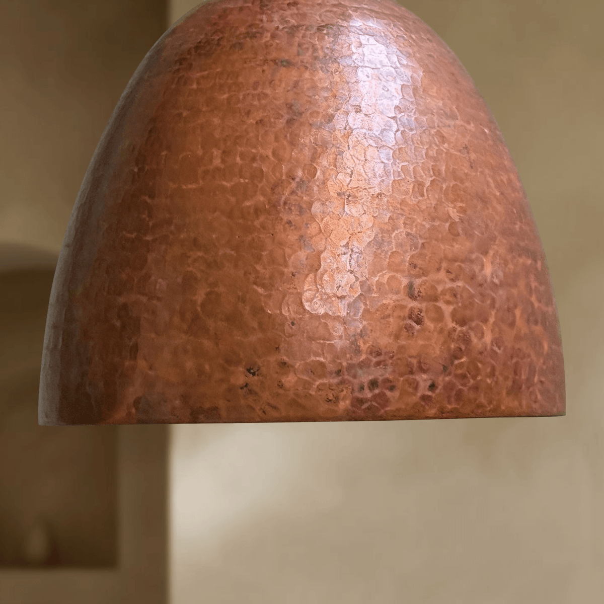 Hammered Copper Dome Pendant Light – Rustic Farmhouse Ceiling Fixture - handcrafted luxury for kitchen and bathroom interiors by Brooklyn Brass