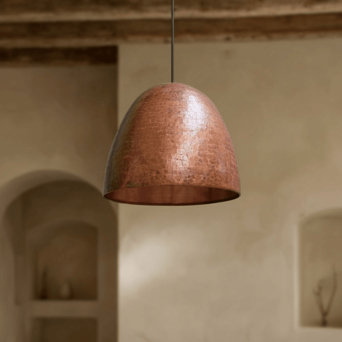Hammered Copper Dome Pendant Light – Rustic Farmhouse Ceiling Fixture - handcrafted luxury for kitchen and bathroom interiors by Brooklyn Brass