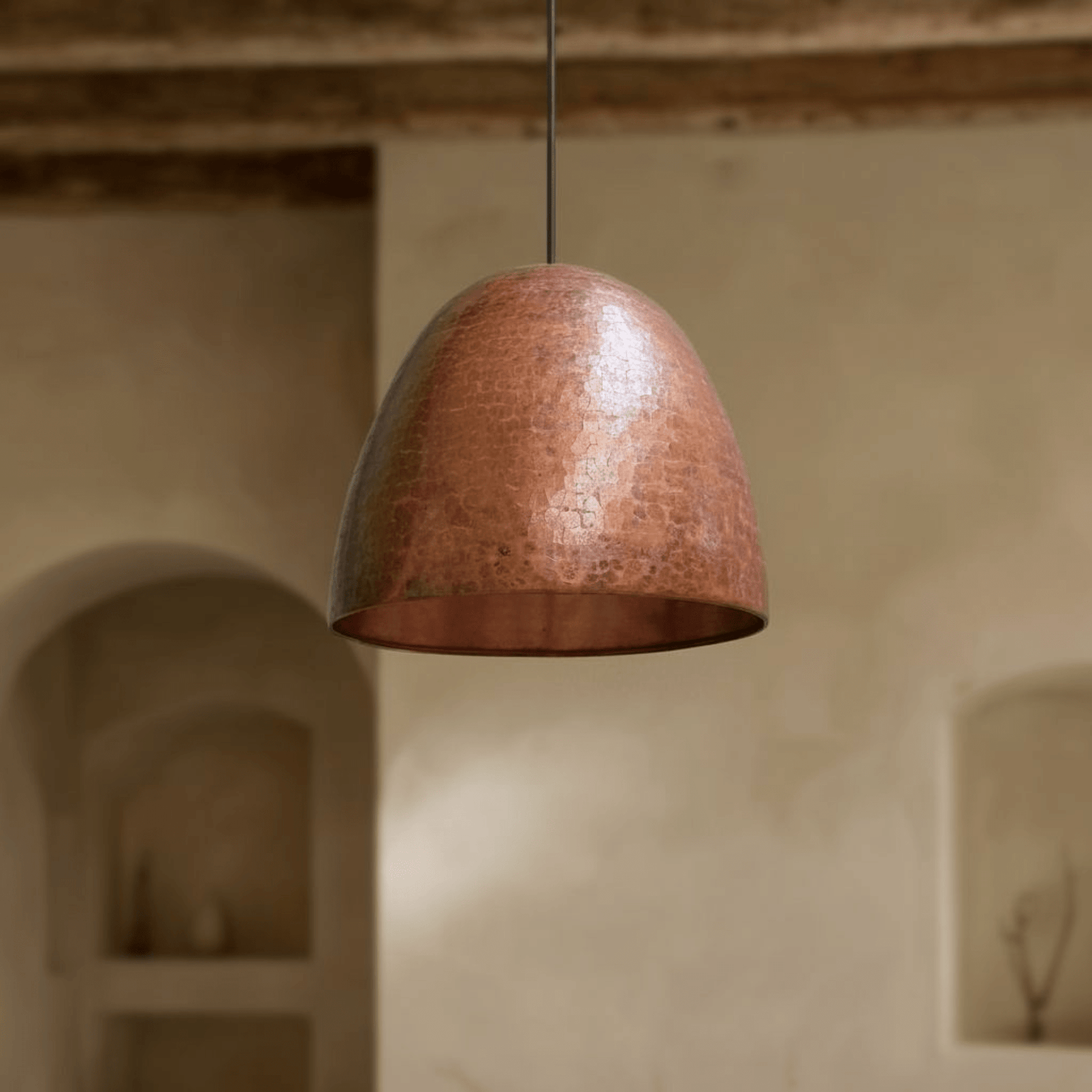 Hammered Copper Dome Pendant Light – Rustic Farmhouse Ceiling Fixture - handcrafted luxury for kitchen and bathroom interiors by Brooklyn Brass