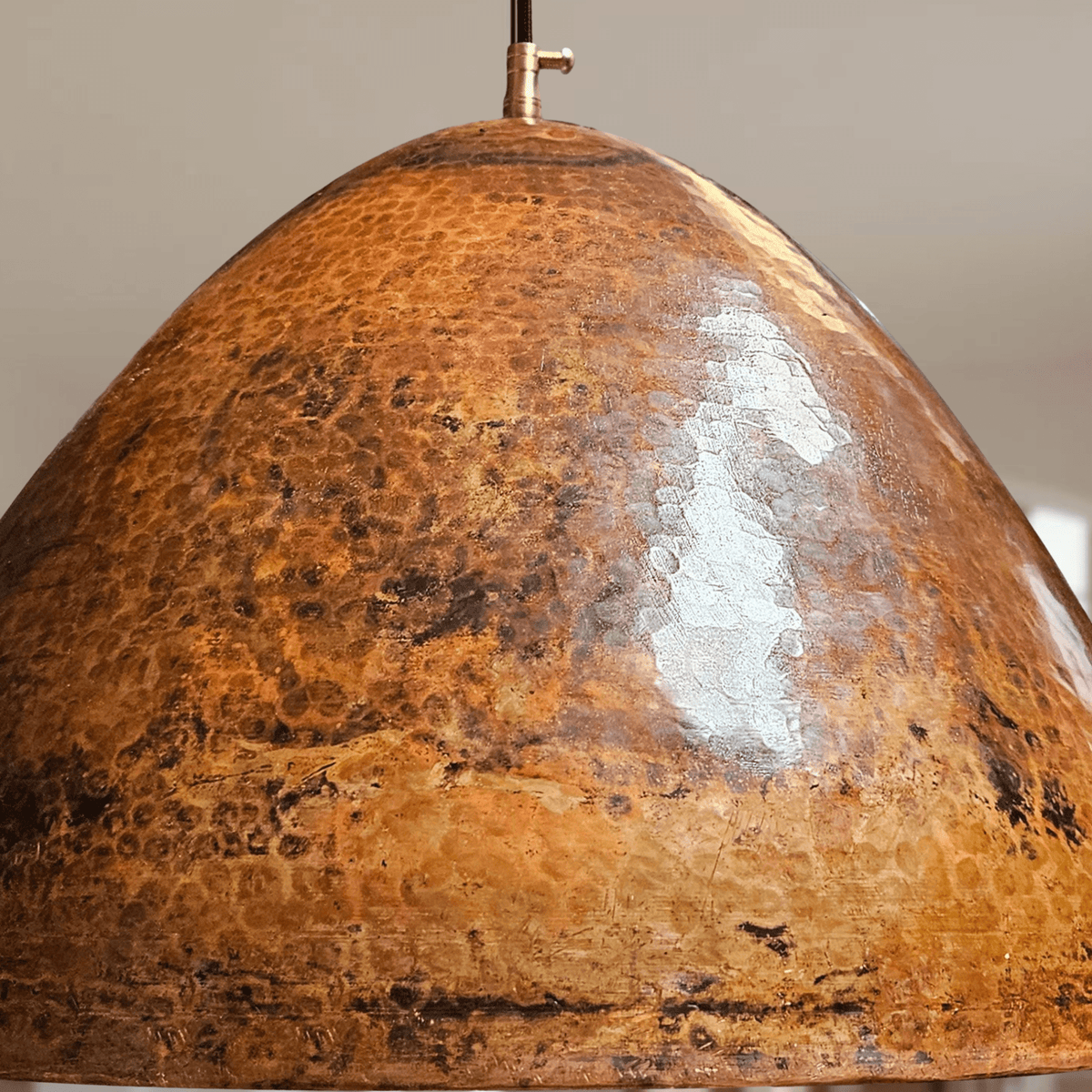 Hammered Copper Dome Pendant – Rustic Ceiling Light for Kitchen Islands - handcrafted luxury for kitchen and bathroom interiors by Brooklyn Brass