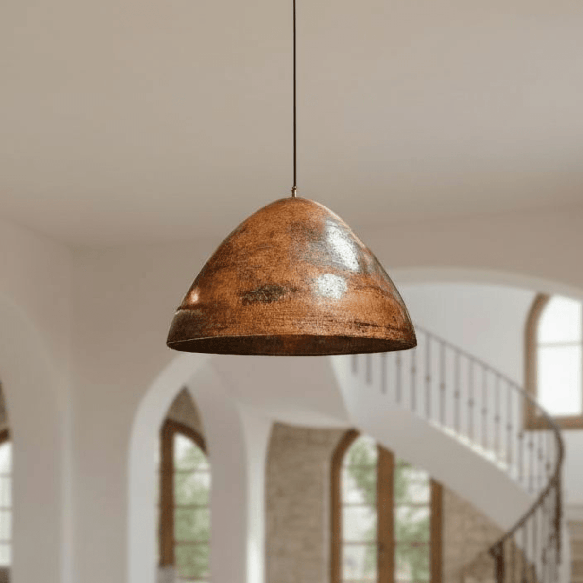 Hammered Copper Dome Pendant – Rustic Ceiling Light for Kitchen Islands - handcrafted luxury for kitchen and bathroom interiors by Brooklyn Brass
