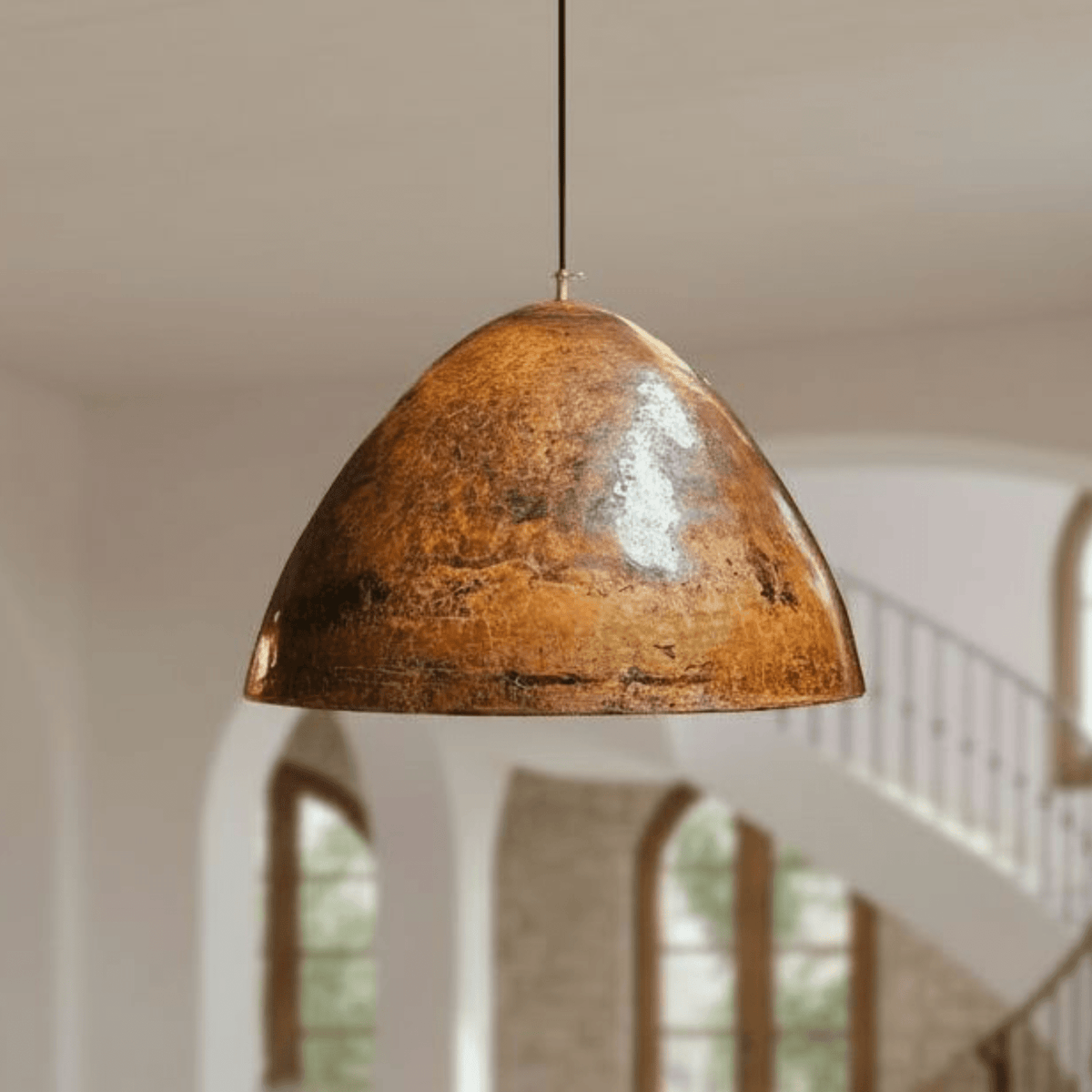 Hammered Copper Dome Pendant – Rustic Ceiling Light for Kitchen Islands - handcrafted luxury for kitchen and bathroom interiors by Brooklyn Brass