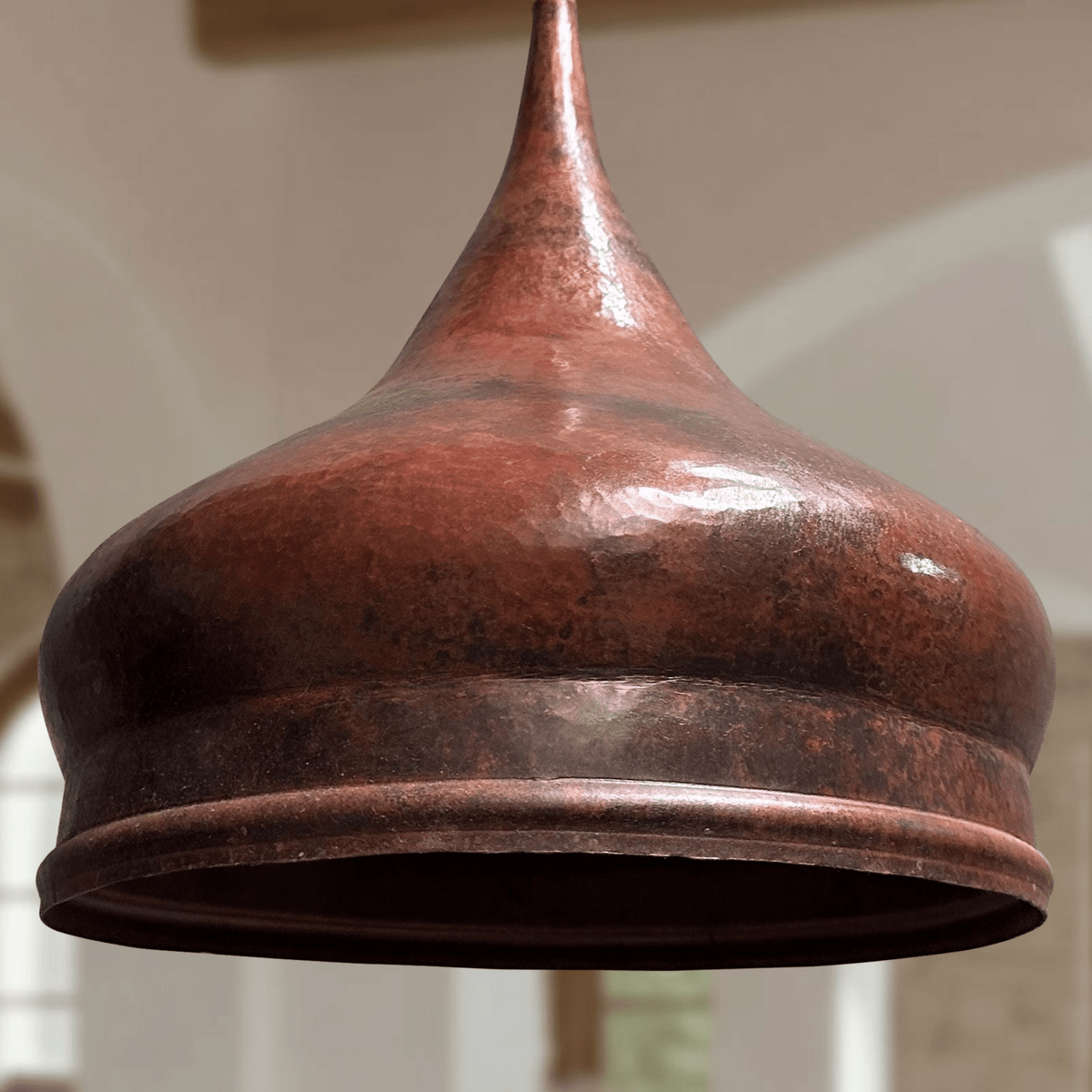Hammered Copper Onion Dome Pendant – Rustic Ceiling Fixture for Kitchens - handcrafted luxury for kitchen and bathroom interiors by Brooklyn Brass
