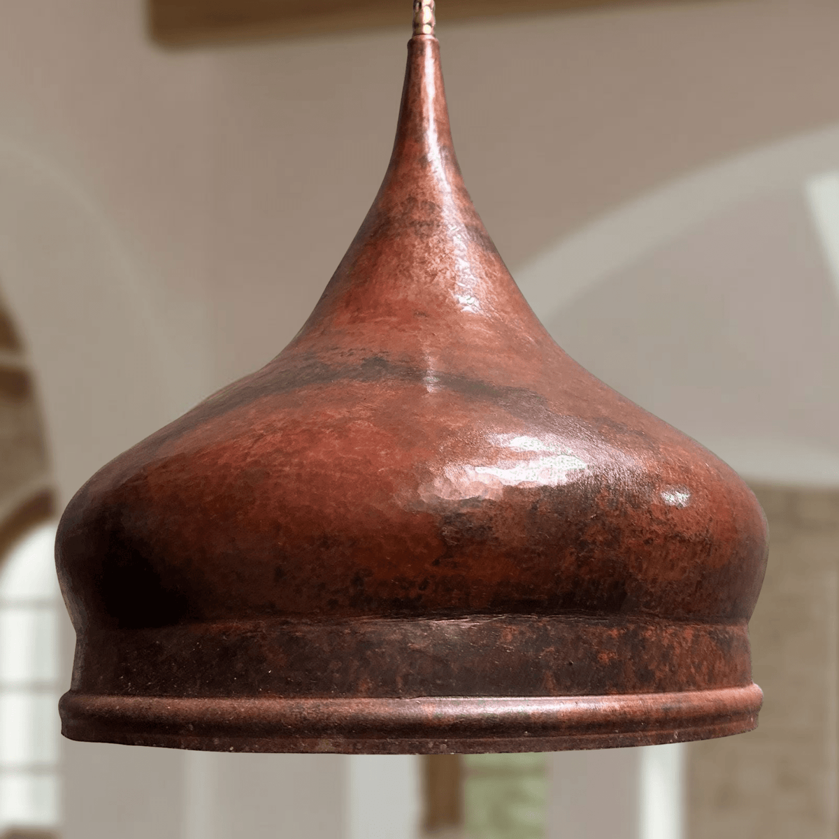 Hammered Copper Onion Dome Pendant – Rustic Ceiling Fixture for Kitchens - handcrafted luxury for kitchen and bathroom interiors by Brooklyn Brass