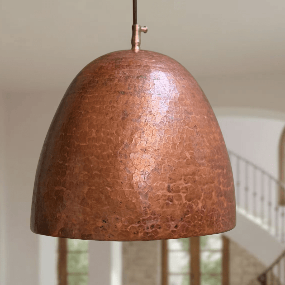 Hammered Rustic Copper Pendant – Dome Ceiling Light for Farmhouse Kitchens - handcrafted luxury for kitchen and bathroom interiors by Brooklyn Brass
