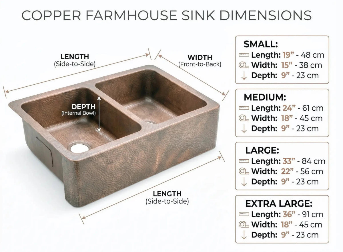 Hand-Hammered Copper Double Bowl Farmhouse Sink, Antique Moroccan Apron-Front Kitchen Basin - handcrafted luxury for kitchen and bathroom interiors by Brooklyn Brass