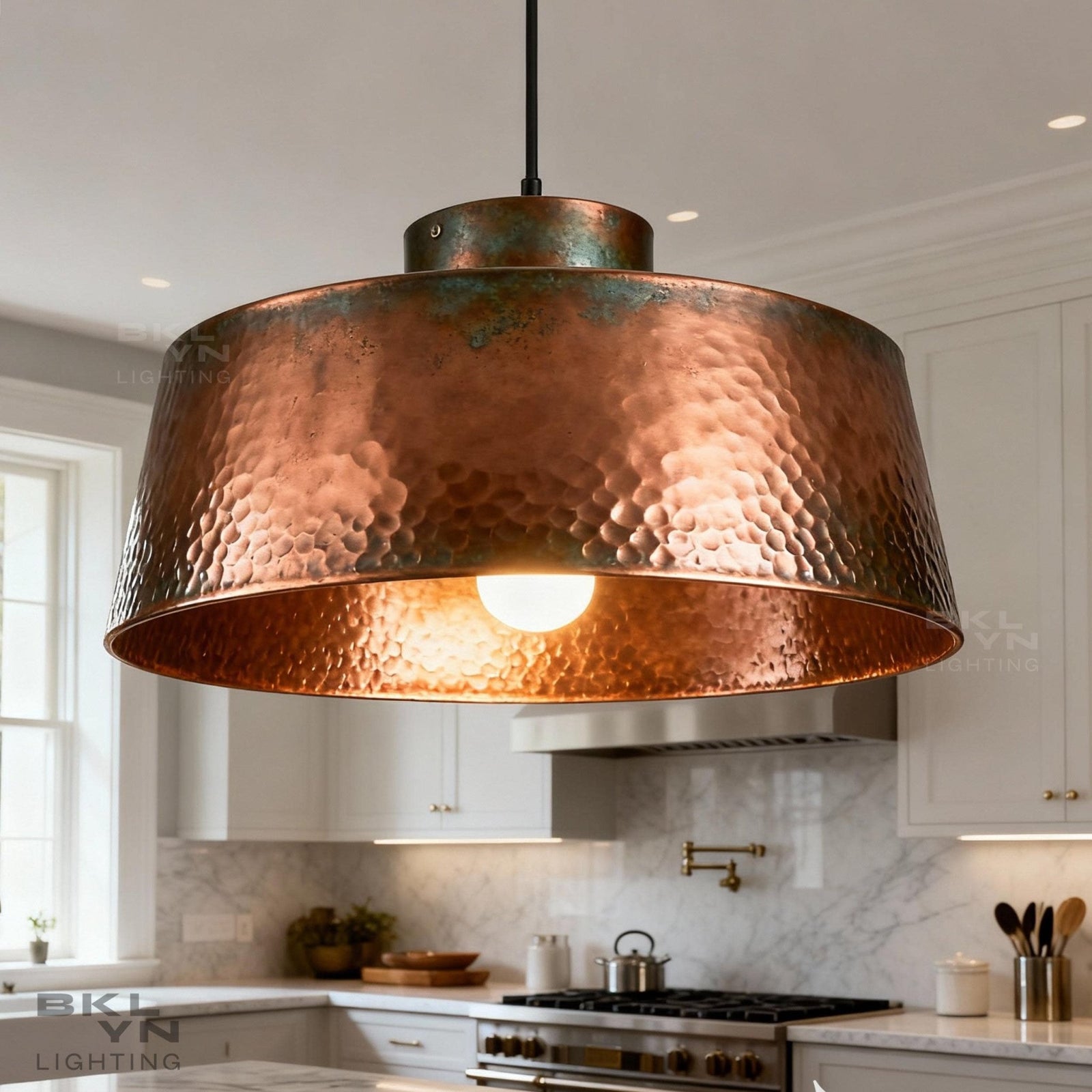 Handcrafted Copper Drum Pendant Light – Rustic Modern Ceiling Fixture | Farmhouse, Dining Room & Kitchen Island Lighting - handcrafted luxury for kitchen and bathroom interiors by Brooklyn Brass