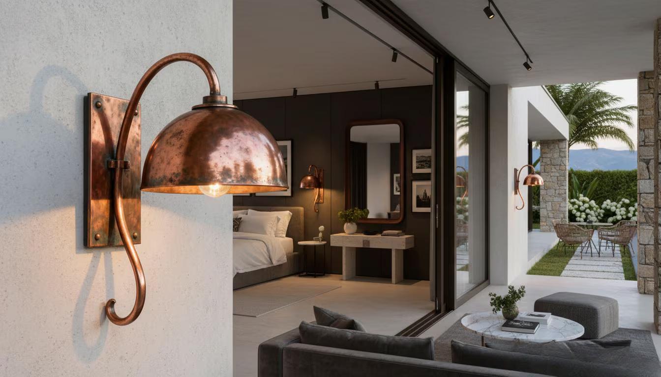Handmade Copper Gooseneck Outdoor Wall Sconce – Farmhouse Patio Light - handcrafted luxury for kitchen and bathroom interiors by Brooklyn Brass