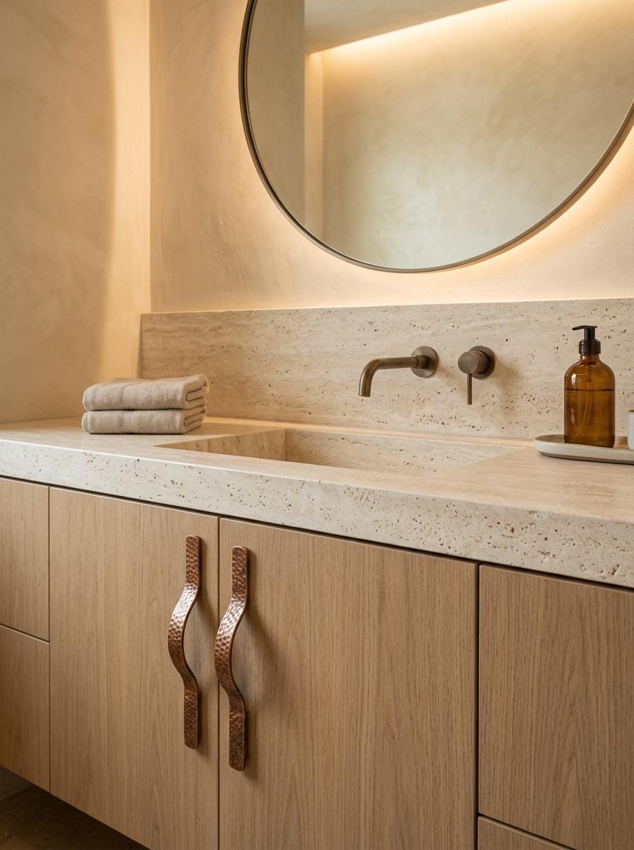Handmade Hammered Copper Cabinet Handles – Luxury Curved Drawer Pulls, Organic Modern Cabinet Hardware - handcrafted luxury for kitchen and bathroom interiors by Brooklyn Brass