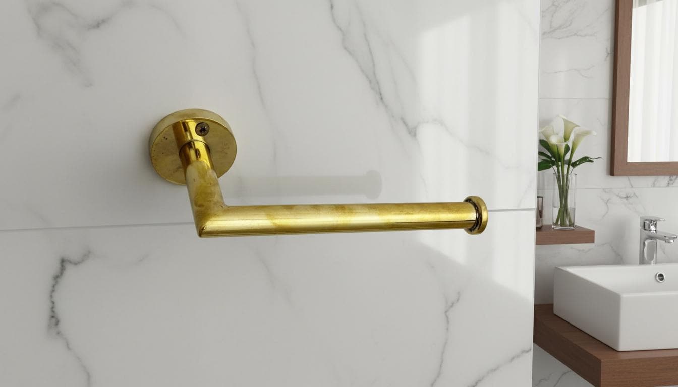 Handmade Solid Brass Toilet Paper Holder, Minimalist Modern Bathroom Accessory - handcrafted luxury for kitchen and bathroom interiors by Brooklyn Brass