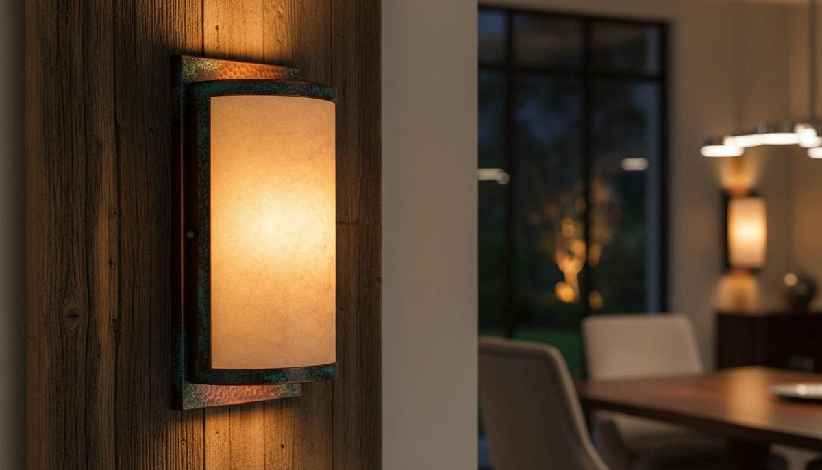 Modern Copper Wall Sconce, Outdoor Ambient Wall Light, Minimalist Lantern Fixture