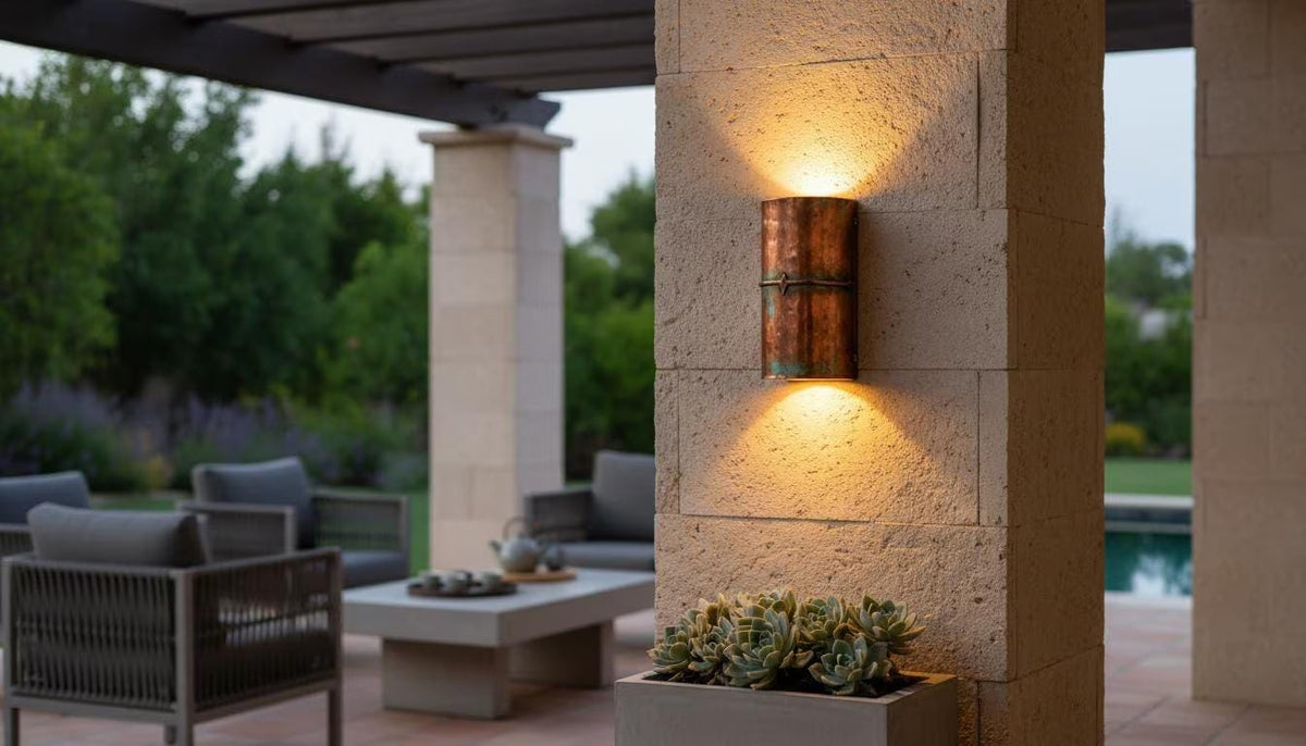 Copper Wall Sconce – Rustic Outdoor Up Down Architectural Light