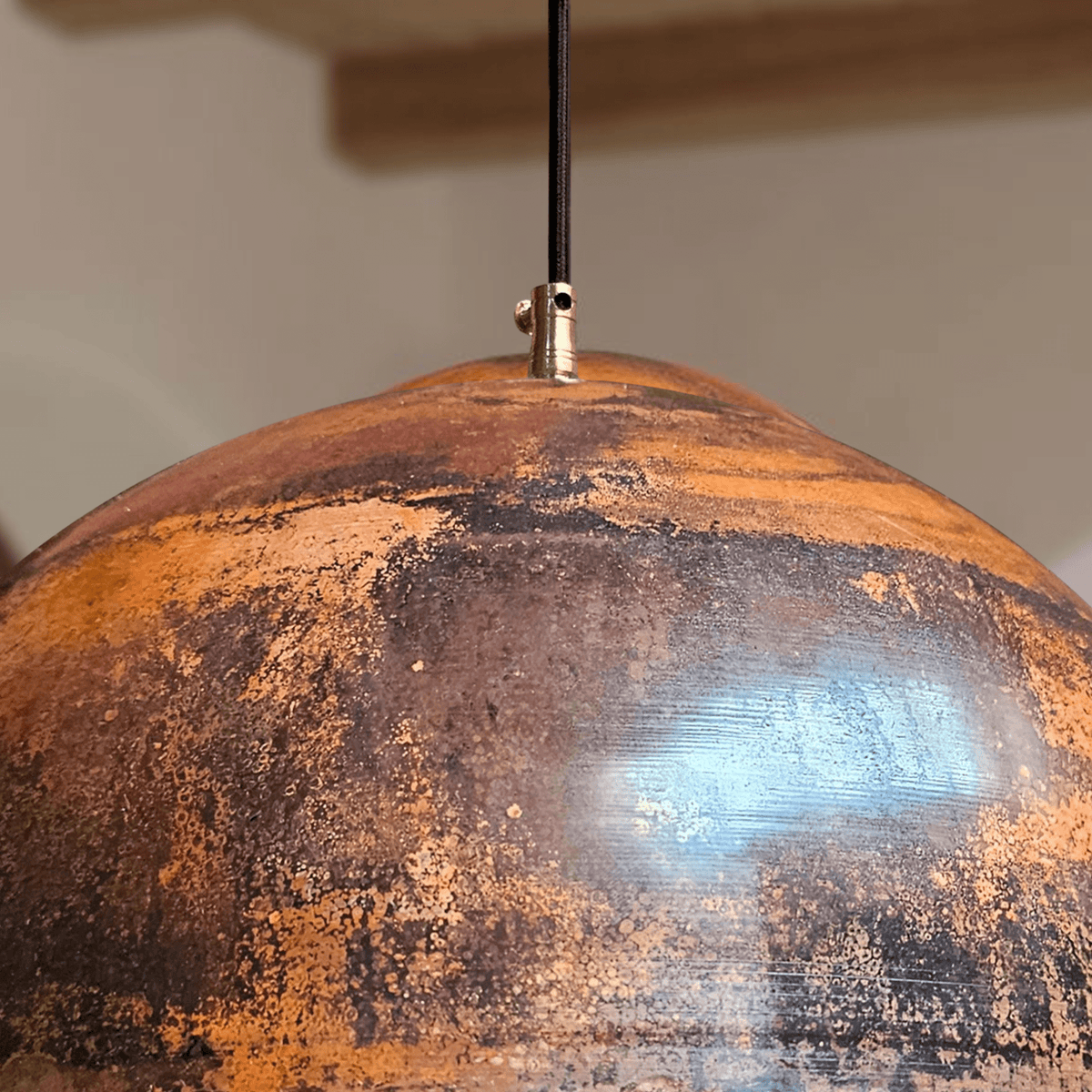 Oxidized Copper Dome Pendant – Rustic Ceiling Light for Farmhouse Kitchens - handcrafted luxury for kitchen and bathroom interiors by Brooklyn Brass