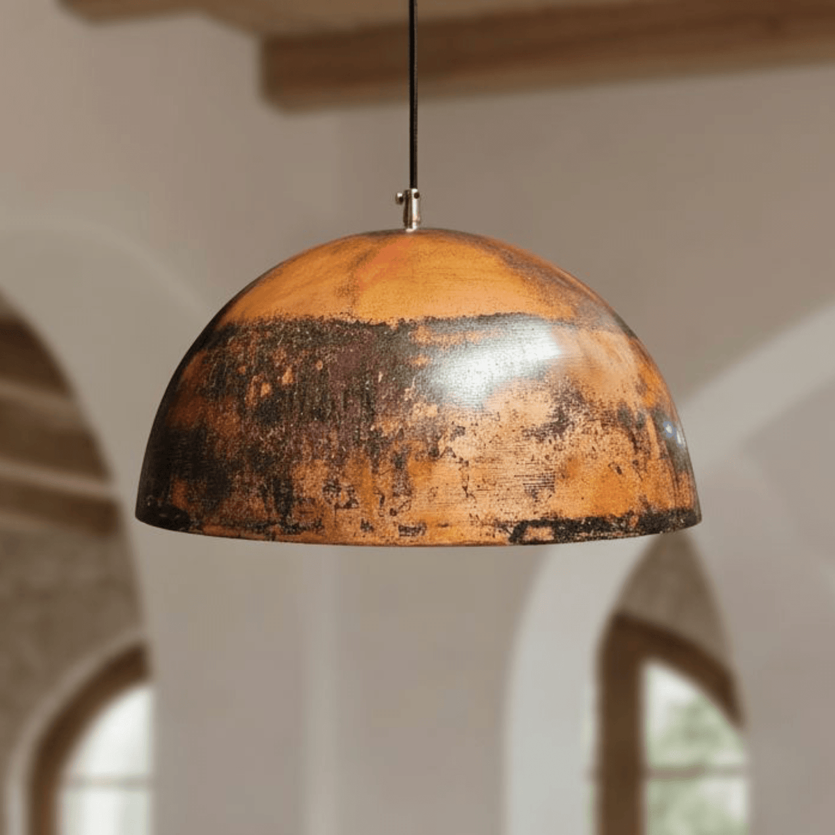 Oxidized Copper Dome Pendant – Rustic Ceiling Light for Farmhouse Kitchens - handcrafted luxury for kitchen and bathroom interiors by Brooklyn Brass
