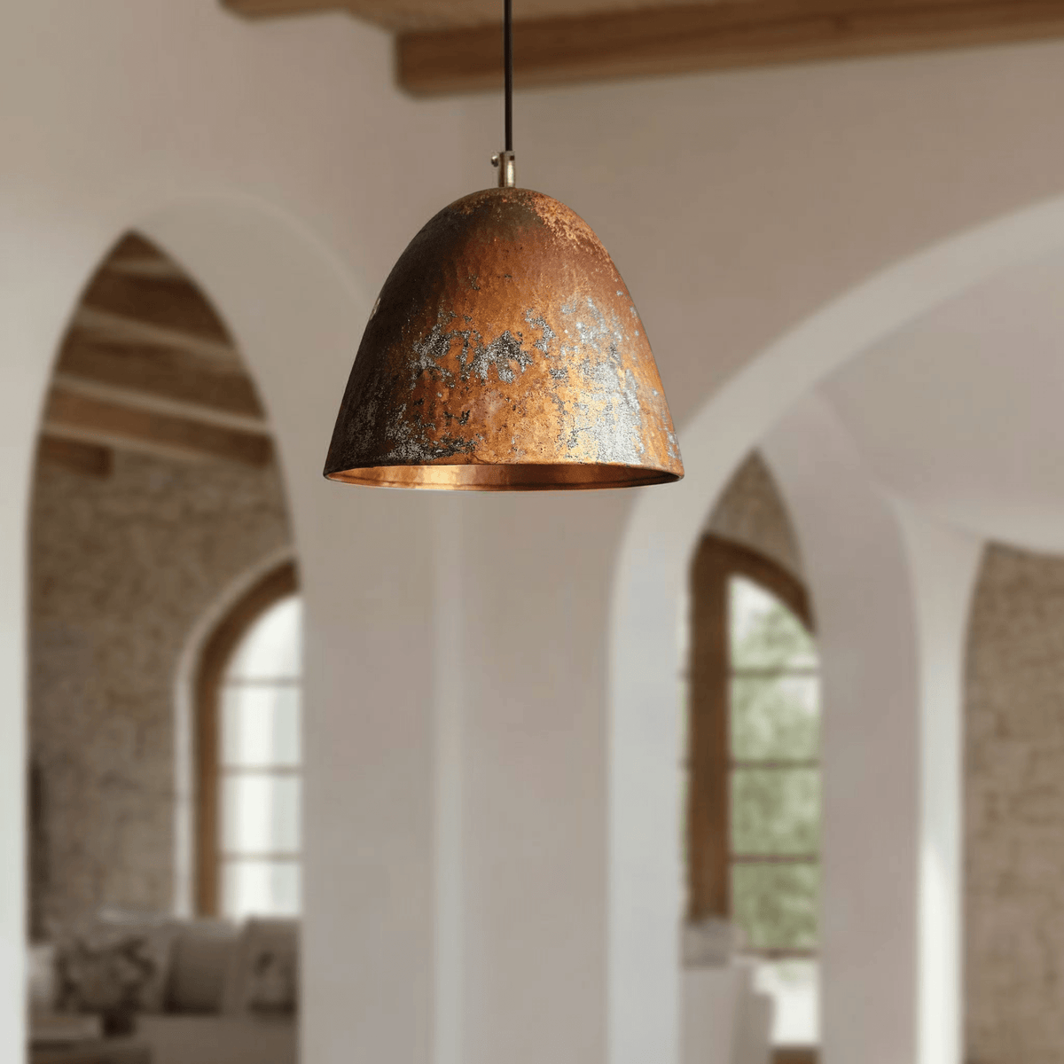Oxidized Copper Dome Pendant – Rustic Ceiling Light for Warm Kitchen Spaces - handcrafted luxury for kitchen and bathroom interiors by Brooklyn Brass