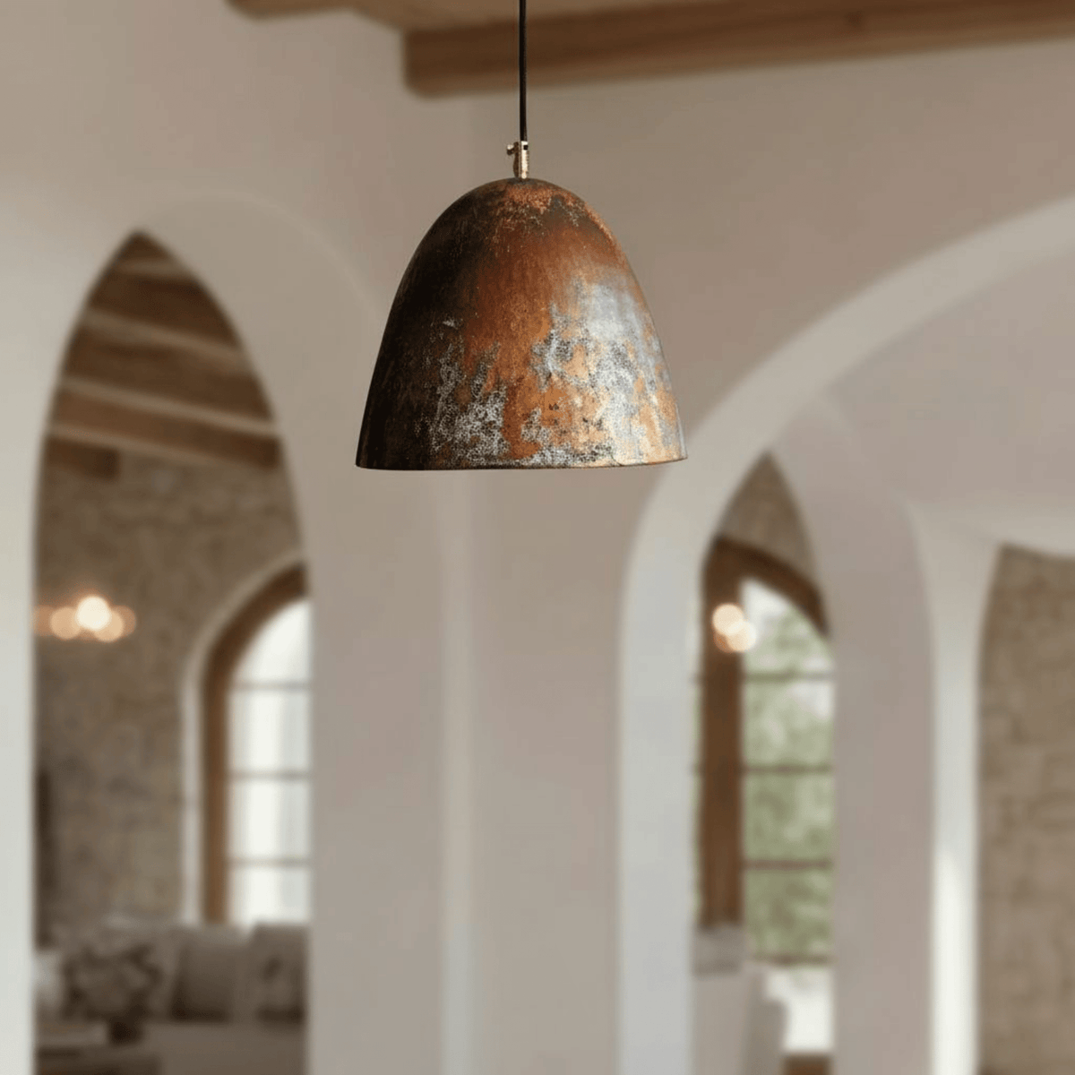 Oxidized Copper Dome Pendant – Rustic Ceiling Light for Warm Kitchen Spaces - handcrafted luxury for kitchen and bathroom interiors by Brooklyn Brass