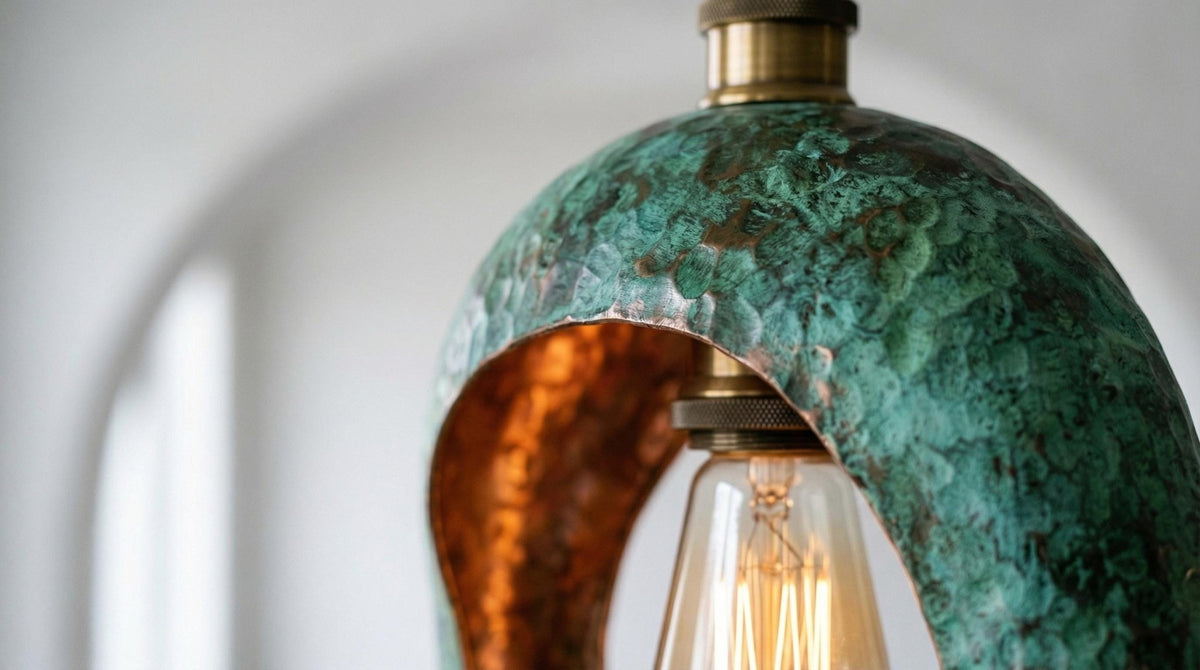 Personalized 5 Set of 3 Green Patina Copper Pendant Lights – Handmade in Morocco | Industrial Cylindrical Kitchen Island, Rustic Farmhouse - handcrafted luxury Pendant Light for kitchen and bathroom interiors by Brooklyn Brass