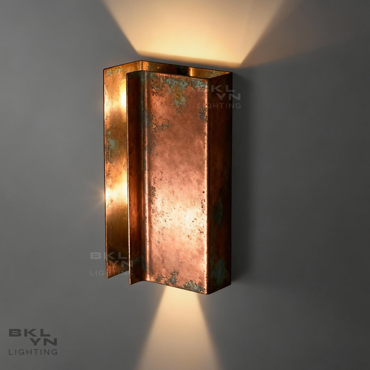 Personalized Green Patina Handcrafted Verdigris Copper Wall Sconce | Plug-In Version with On/Off Switch | Handmade Moroccan Lighting - handcrafted luxury for kitchen and bathroom interiors by Brooklyn Brass