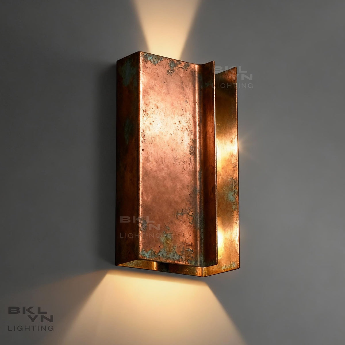 Personalized Green Patina Handcrafted Verdigris Copper Wall Sconce | Plug-In Version with On/Off Switch | Handmade Moroccan Lighting - handcrafted luxury for kitchen and bathroom interiors by Brooklyn Brass