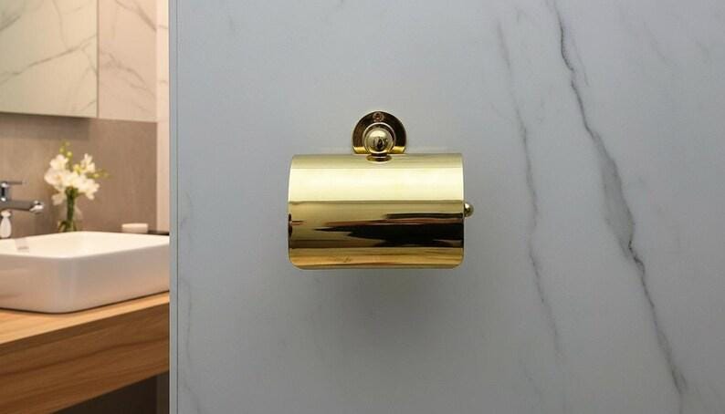 Polished Gold Solid Brass Toilet Paper Holder, Wall Mounted Bathroom Accessory - handcrafted luxury for kitchen and bathroom interiors by Brooklyn Brass