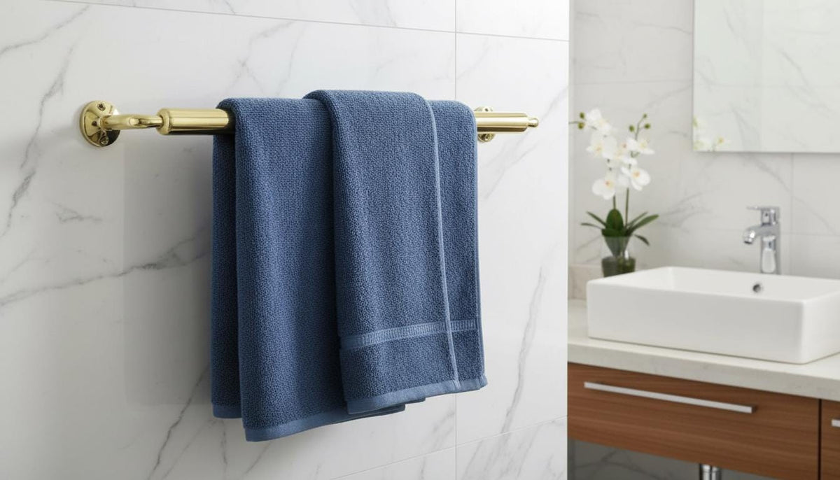 Polished Gold Stainless Steel Towel Bar – Handmade Moroccan Bath Hardware - handcrafted luxury for kitchen and bathroom interiors by Brooklyn Brass