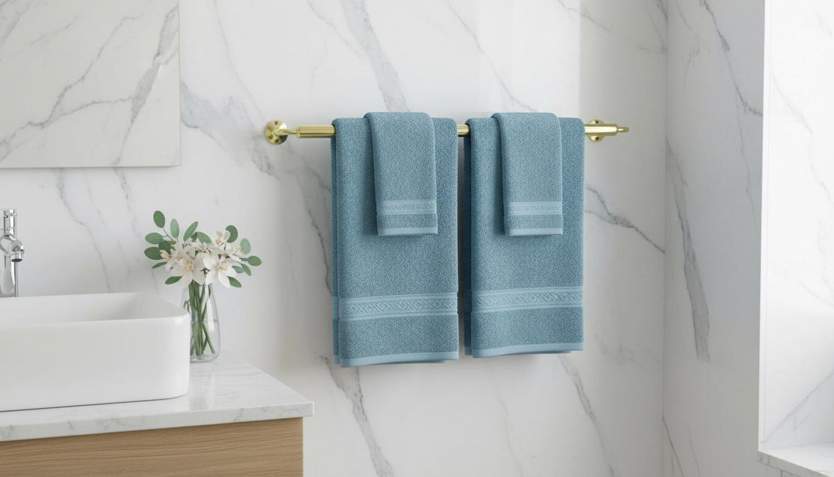 Polished Gold Stainless Steel Towel Bar – Handmade Moroccan Bath Hardware - handcrafted luxury for kitchen and bathroom interiors by Brooklyn Brass