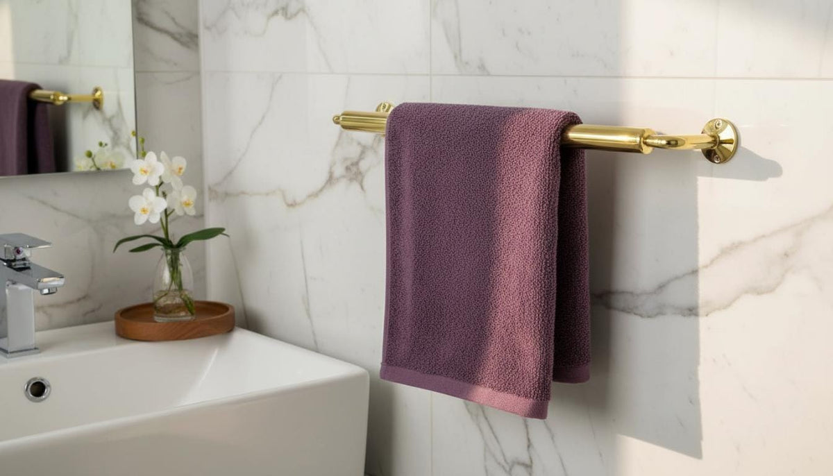 Polished Gold Stainless Steel Towel Bar – Handmade Moroccan Bath Hardware - handcrafted luxury for kitchen and bathroom interiors by Brooklyn Brass