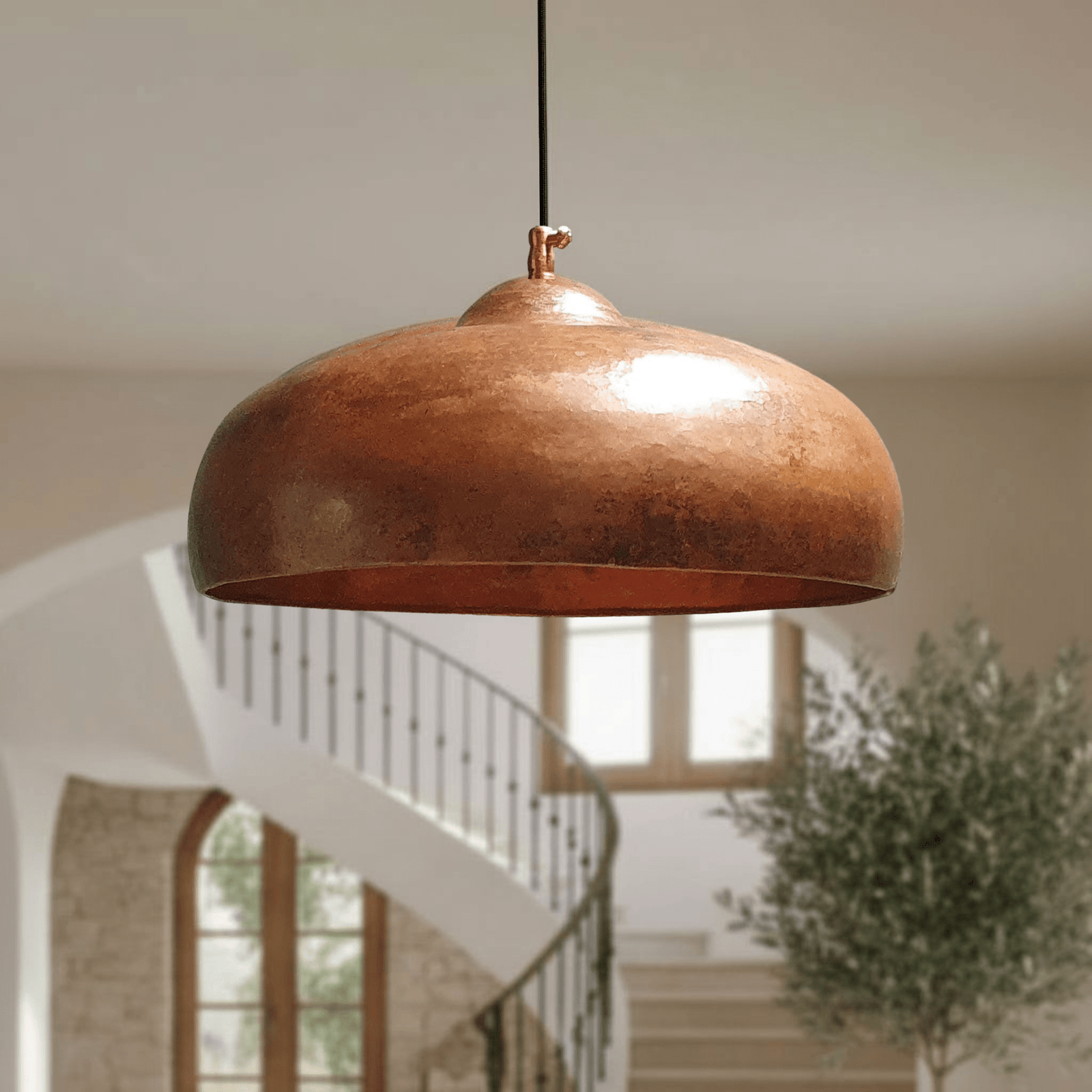 Rustic Copper Pendant Lights – Solid Dome Ceiling Fixtures for Kitchens - handcrafted luxury for kitchen and bathroom interiors by Brooklyn Brass
