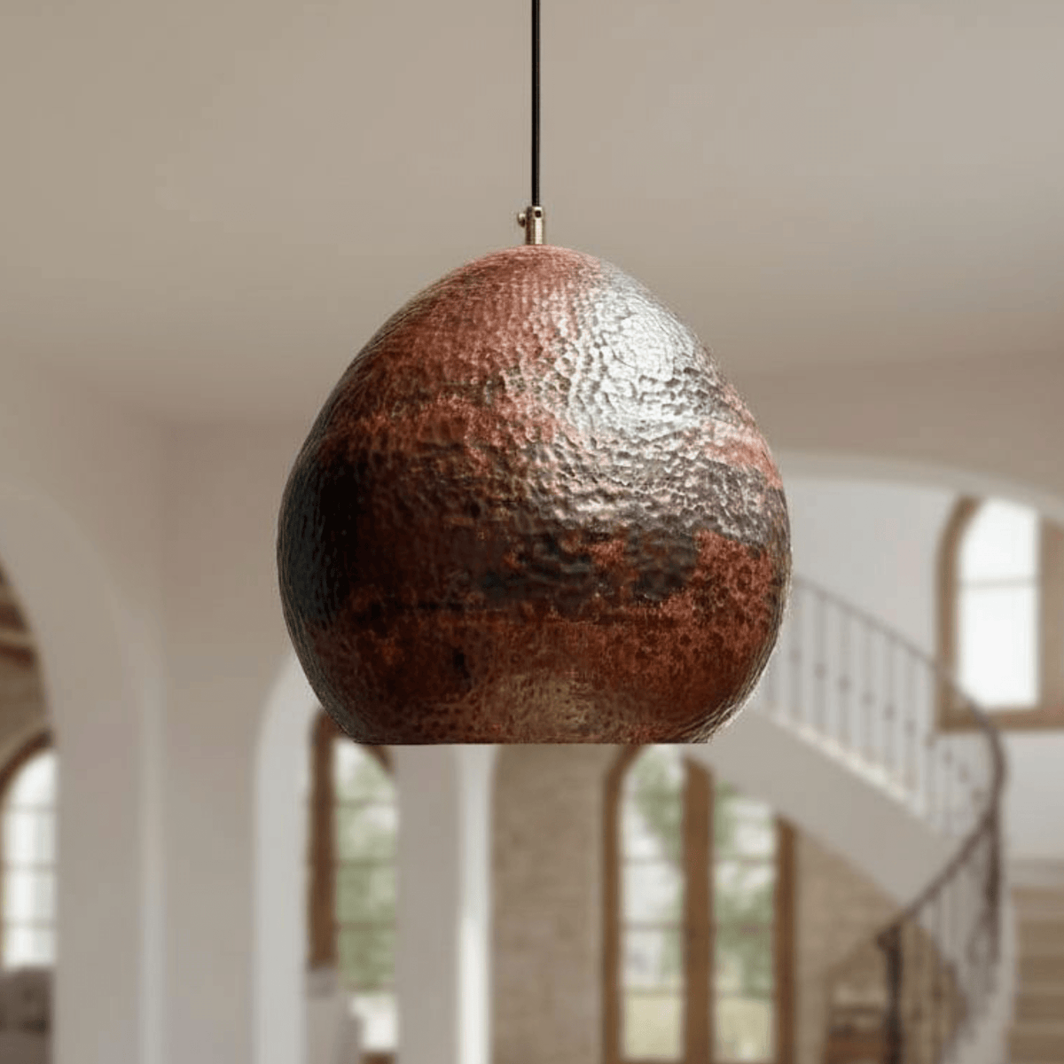 Rustic Hammered Copper Pendant – Dome Ceiling Light for Kitchen Spaces - handcrafted luxury for kitchen and bathroom interiors by Brooklyn Brass