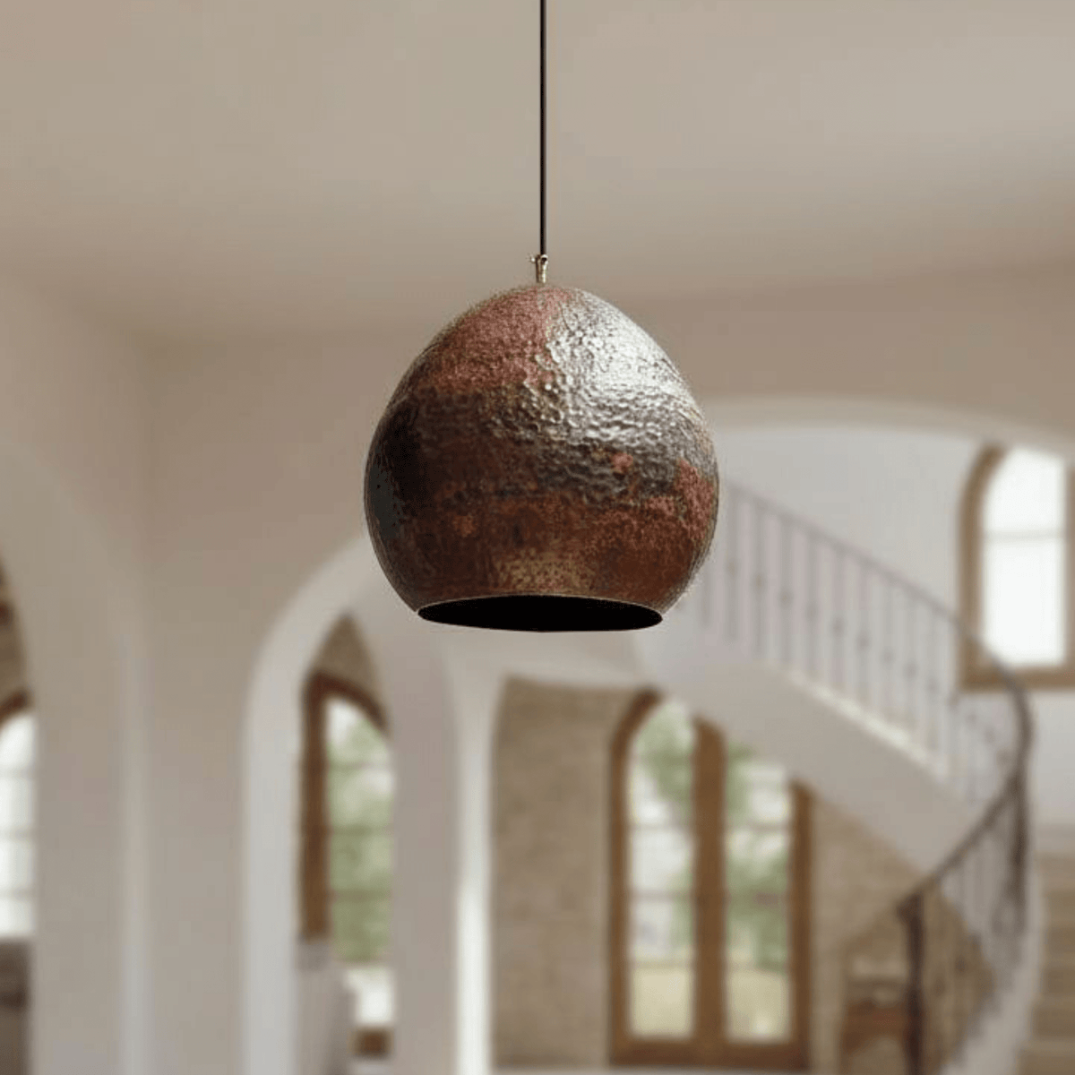 Rustic Hammered Copper Pendant – Dome Ceiling Light for Kitchen Spaces - handcrafted luxury for kitchen and bathroom interiors by Brooklyn Brass