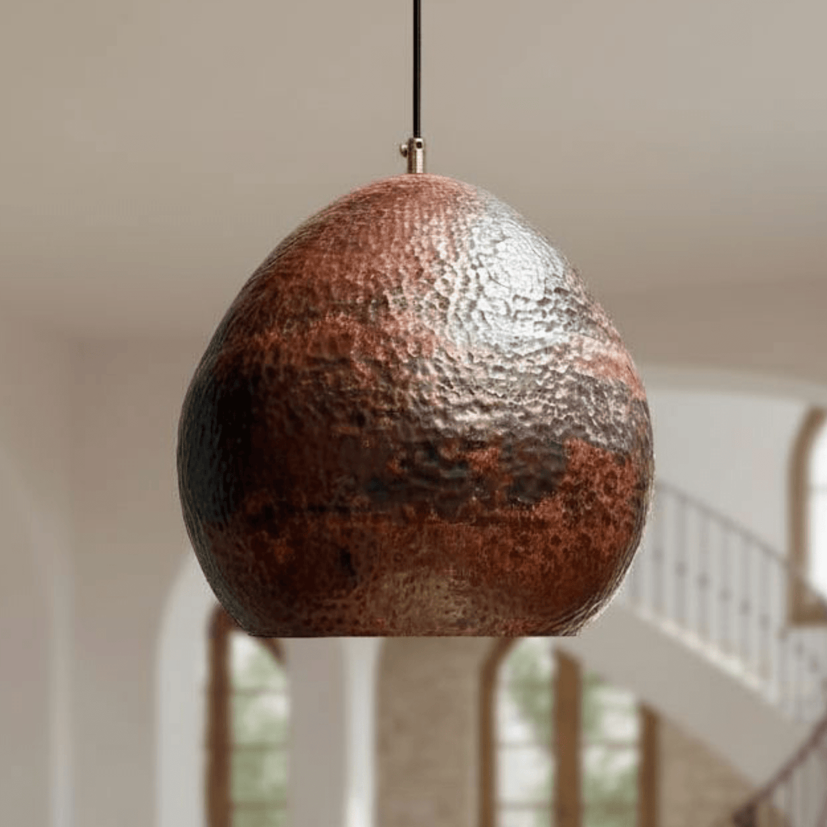 Rustic Hammered Copper Pendant – Dome Ceiling Light for Kitchen Spaces - handcrafted luxury for kitchen and bathroom interiors by Brooklyn Brass