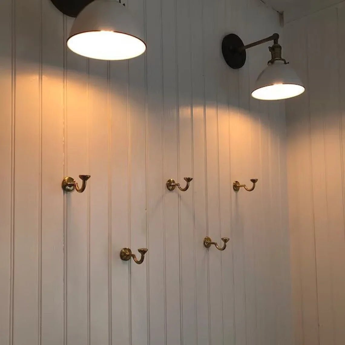 Rustic Wall Mounted Brass Hooks for Bathroom and Coat Hanging - handcrafted luxury Hardware and Drains for kitchen and bathroom interiors by Brooklyn Brass