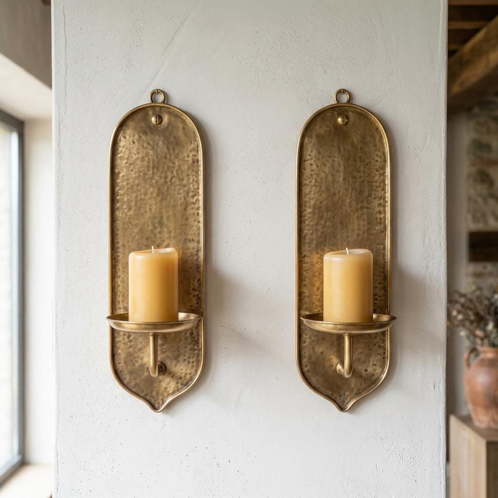 Set of 2 Green Patina Hammered Copper Arched Sconces – Handmade Brass Wall Candle Holders - handcrafted luxury for kitchen and bathroom interiors by Brooklyn Brass