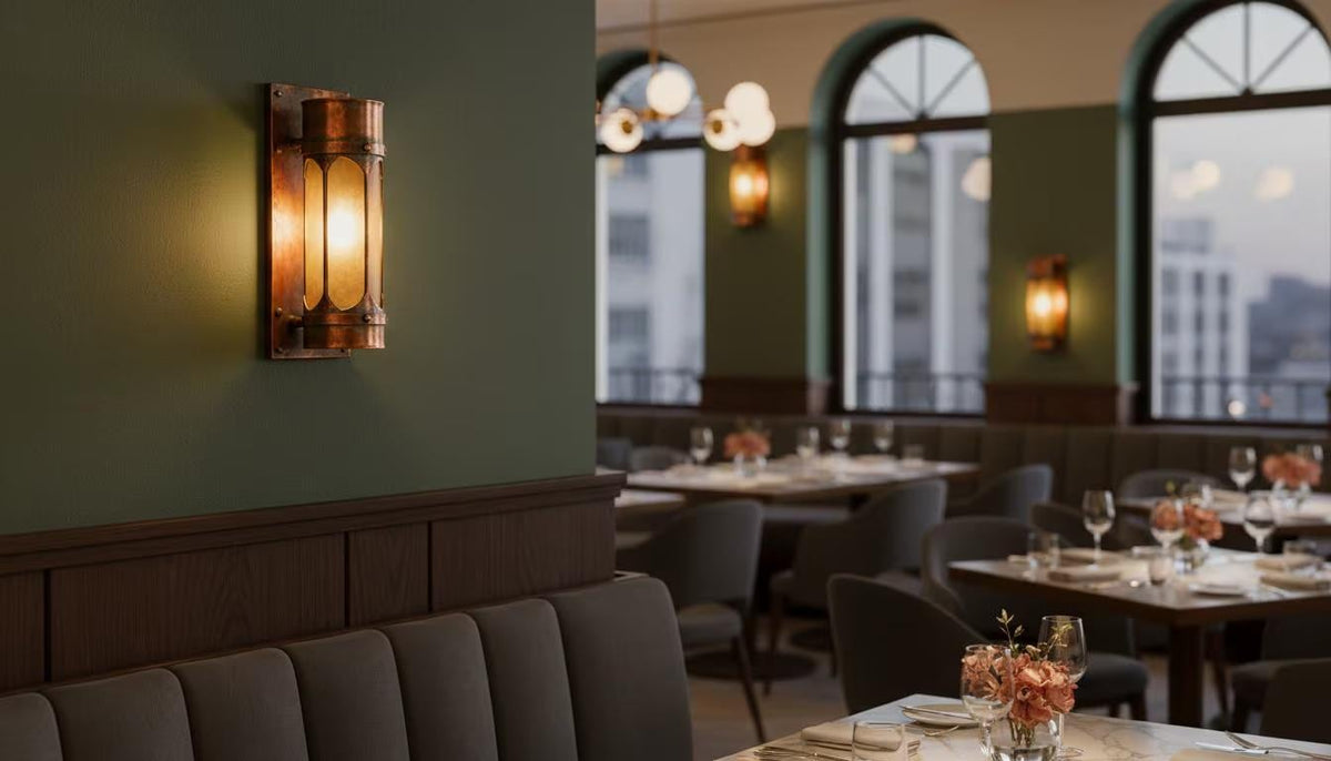 Set of 2 peronalised size aged Copper Wall Lantern – Farmhouse Outdoor Porch Sconce - handcrafted luxury for kitchen and bathroom interiors by Brooklyn Brass