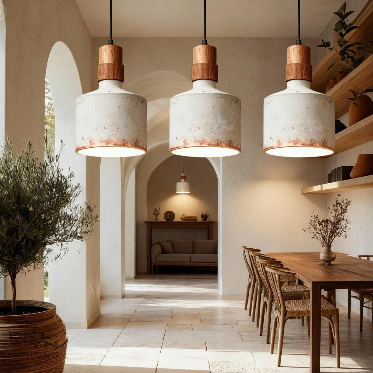 Set Of 3 Wihte Patina Copper Pendant Light – Rustic Farmhouse Dome, Large Oxidized Ceiling Light, Moroccan Style Kitchen Island Fixture - handcrafted luxury for kitchen and bathroom interiors by Brooklyn Brass