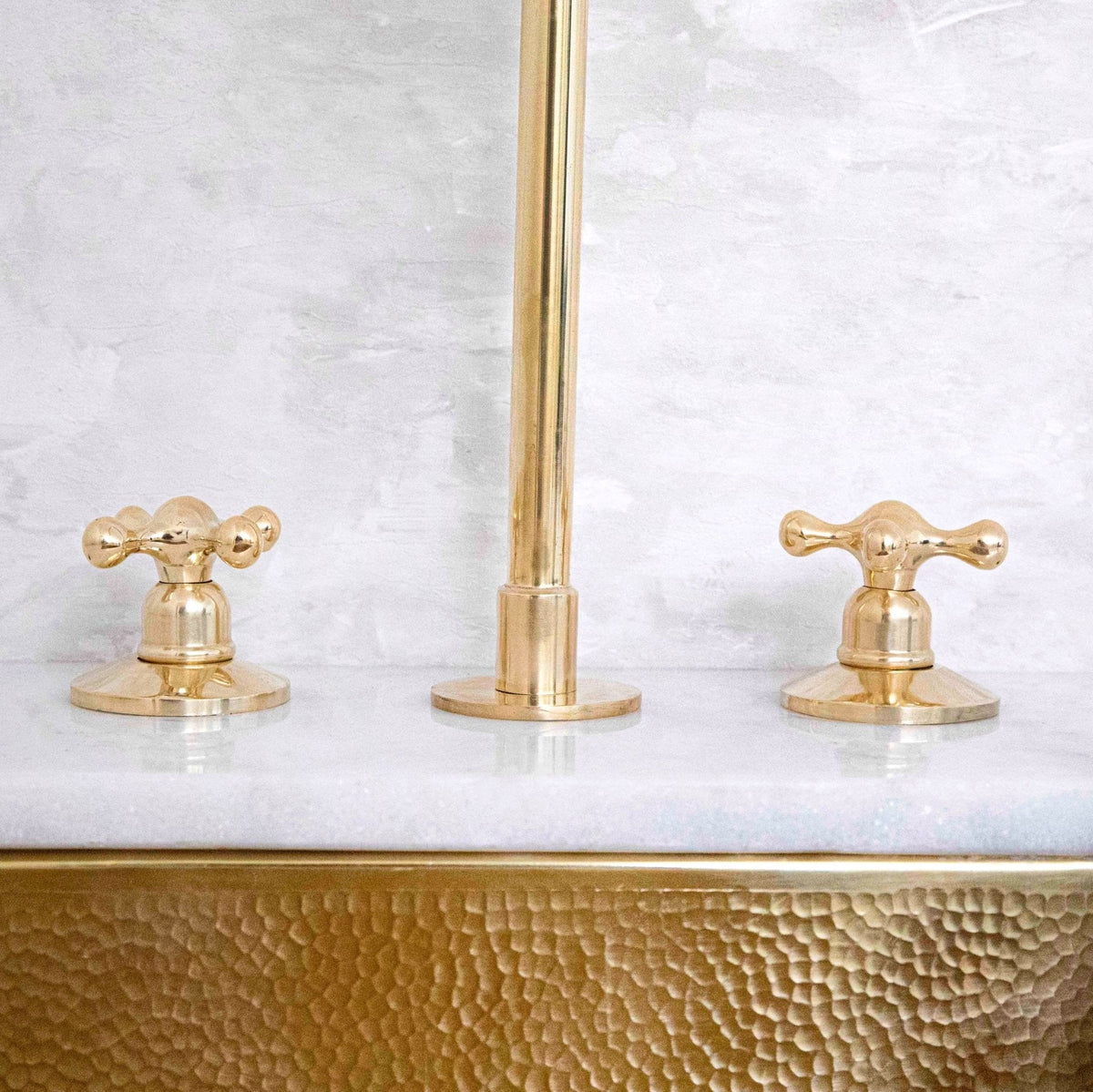 Snake Style Widespread 3 Holes Solid Unlacquered Brass Faucet - handcrafted luxury Kitchen Faucets for kitchen and bathroom interiors by Brooklyn Brass