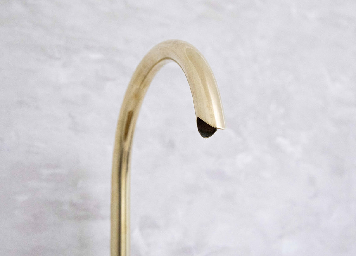 Snake Style Widespread 3 Holes Solid Unlacquered Brass Faucet - handcrafted luxury Kitchen Faucets for kitchen and bathroom interiors by Brooklyn Brass
