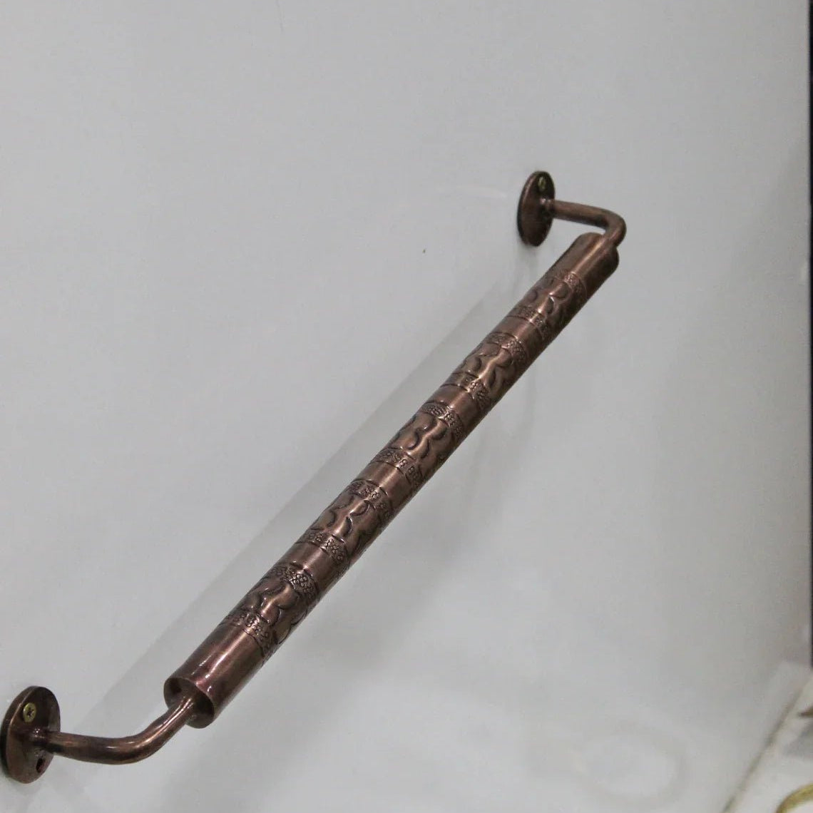 Solid Aged Copper Bathroom Towel Bar - handcrafted luxury Hardware and Drains for kitchen and bathroom interiors by Brooklyn Brass