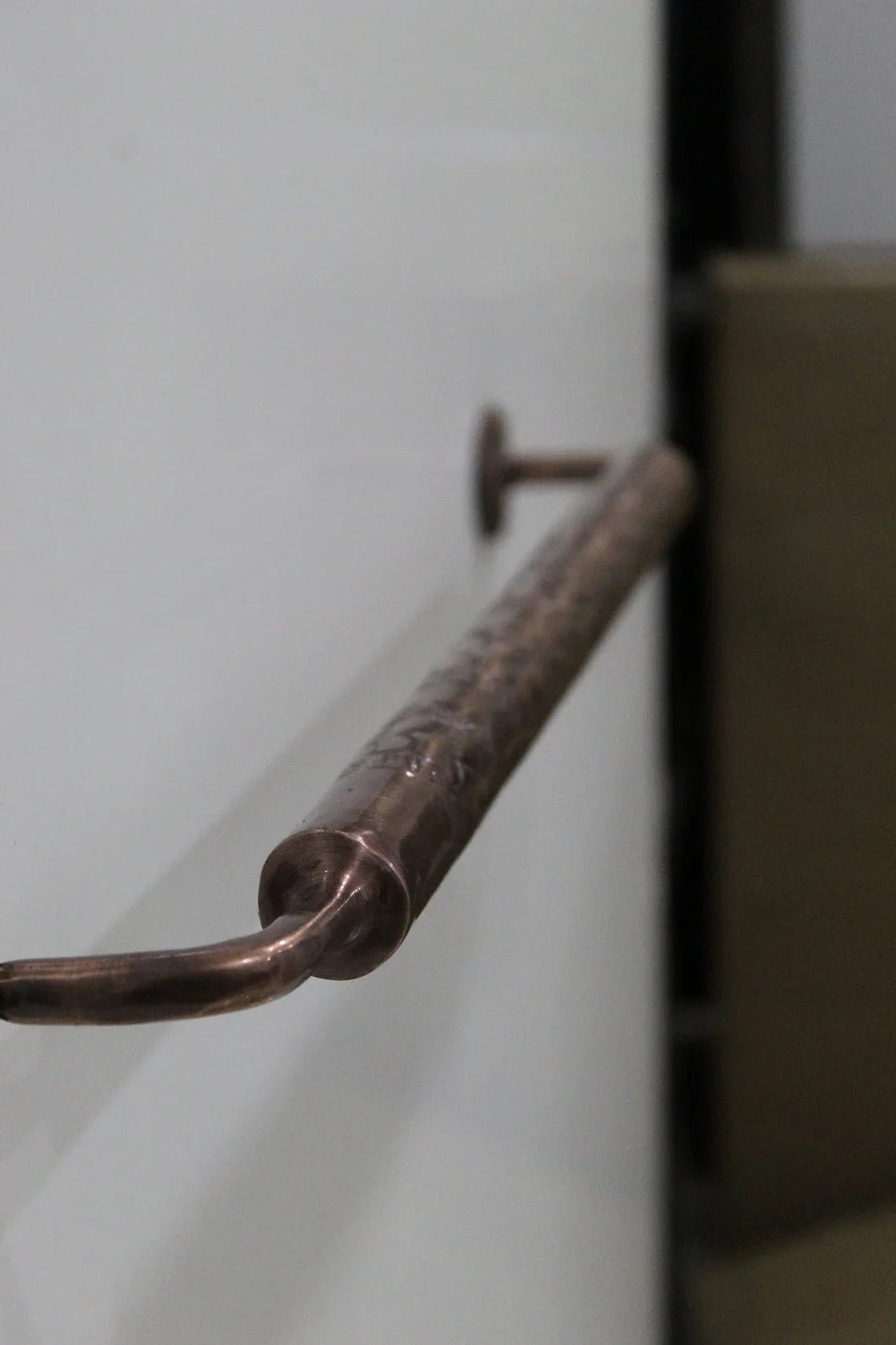 Solid Aged Copper Bathroom Towel Bar - handcrafted luxury Hardware and Drains for kitchen and bathroom interiors by Brooklyn Brass