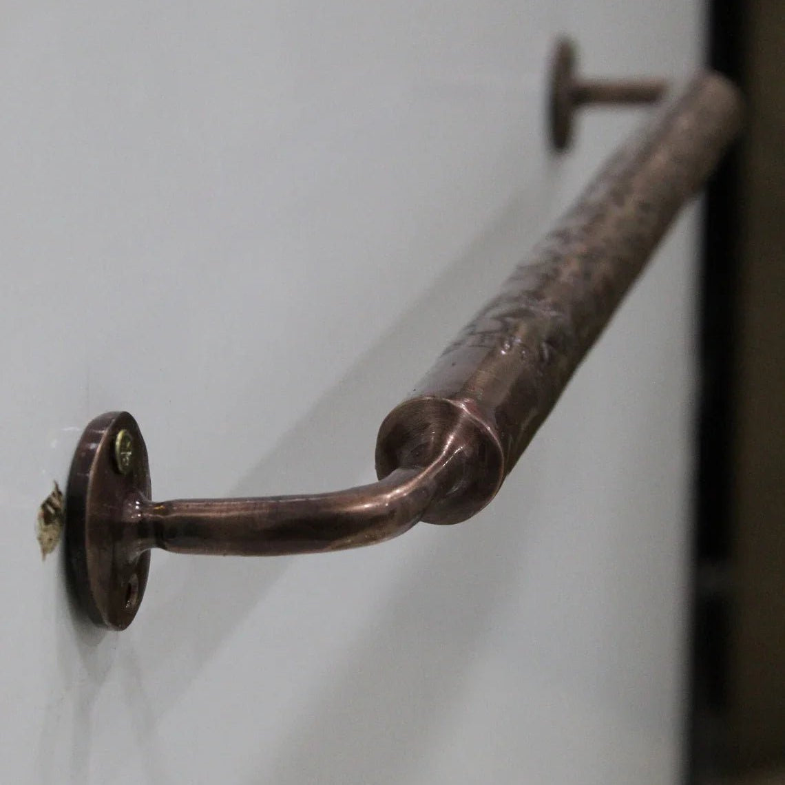 Solid Aged Copper Bathroom Towel Bar - handcrafted luxury Hardware and Drains for kitchen and bathroom interiors by Brooklyn Brass