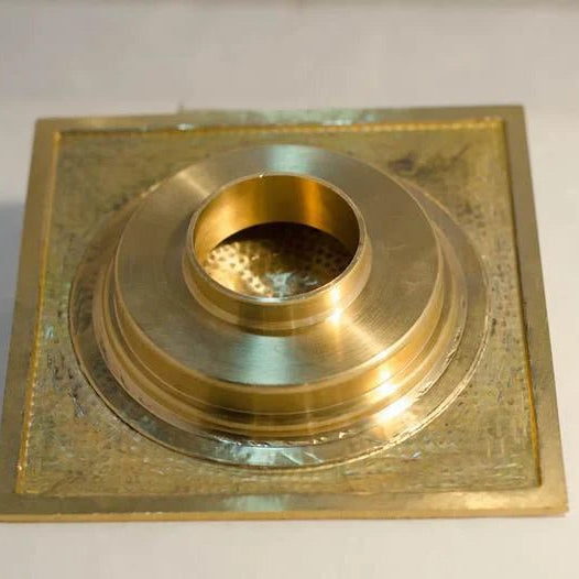 Solid Brass Floor Drain, Hammered Square Shower Drain - handcrafted luxury Hardware and Drains for kitchen and bathroom interiors by Brooklyn Brass