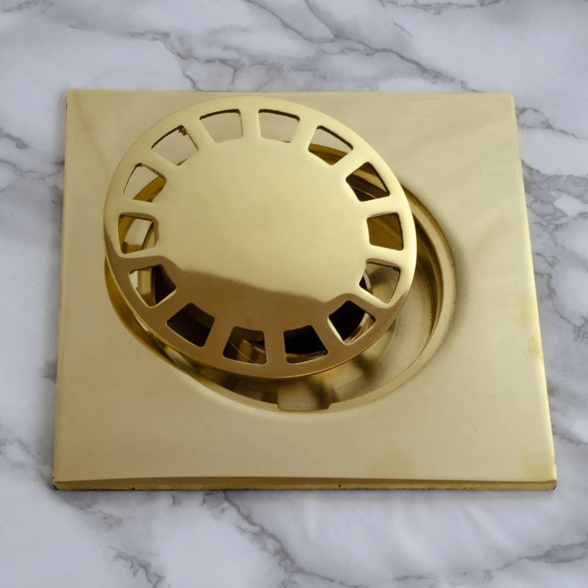 Solid Brass Floor Drain, Unlacquered Square Shower Drain - handcrafted luxury Hardware and Drains for kitchen and bathroom interiors by Brooklyn Brass