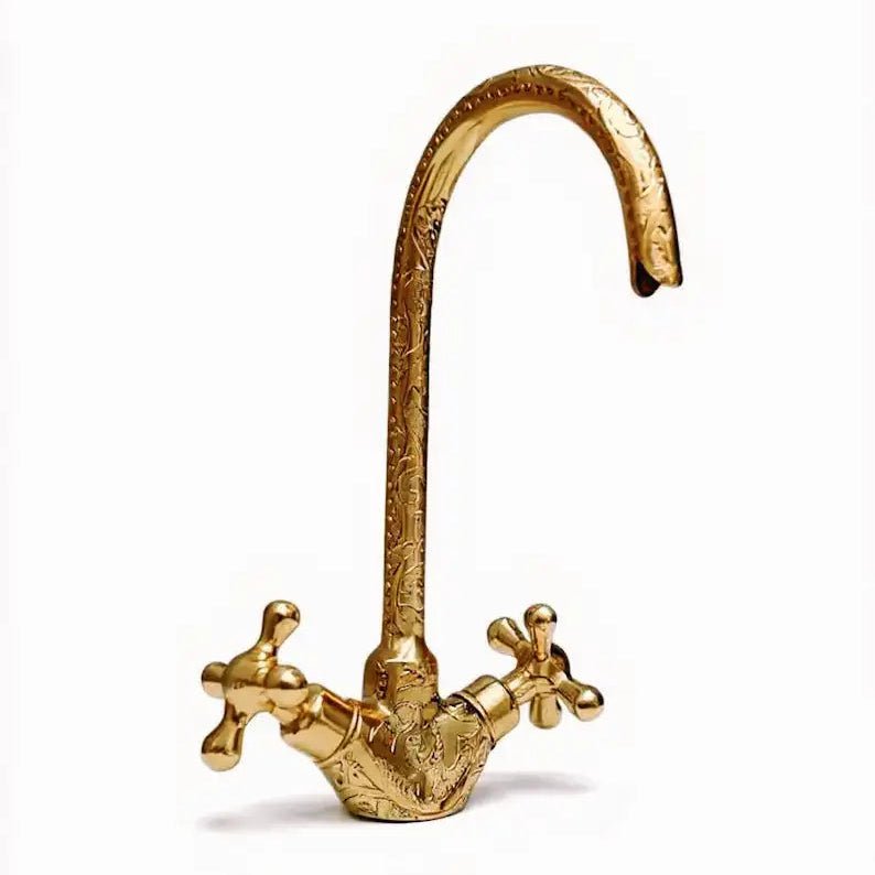 Solid Brass Gooseneck Faucet for Bathroom - handcrafted luxury Bathroom Faucets for kitchen and bathroom interiors by Brooklyn Brass