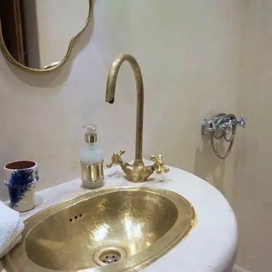 Solid Brass Gooseneck Faucet for Bathroom - handcrafted luxury Bathroom Faucets for kitchen and bathroom interiors by Brooklyn Brass