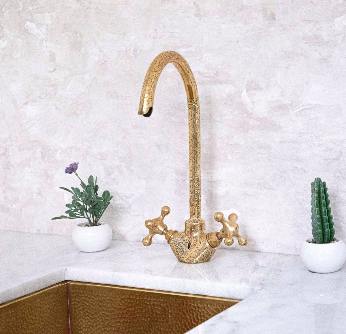 Solid Brass Gooseneck Faucet for Bathroom - handcrafted luxury Bathroom Faucets for kitchen and bathroom interiors by Brooklyn Brass