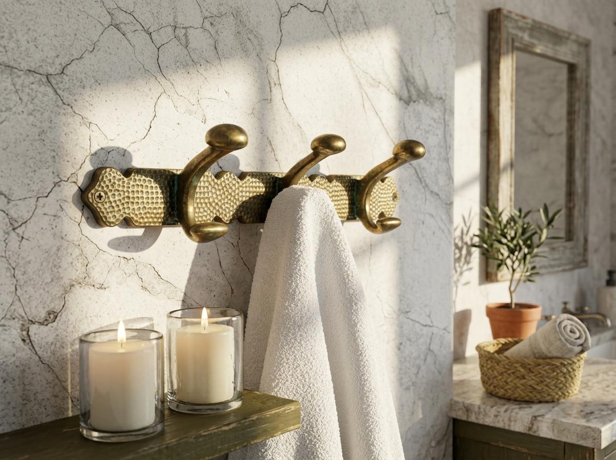 Solid Brass Hand - Engraved Floral Coat Hooks, Moroccan Entryway Hardware - handcrafted luxury for kitchen and bathroom interiors by Brooklyn Brass