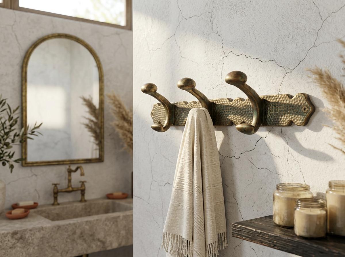 Solid Brass Hand - Engraved Floral Coat Hooks, Moroccan Entryway Hardware - handcrafted luxury for kitchen and bathroom interiors by Brooklyn Brass