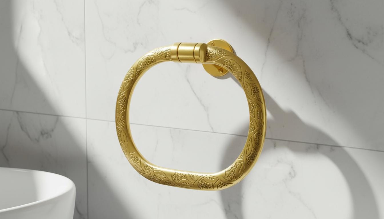 Solid Brass Hand - Engraved Moroccan Towel Ring Holder, Luxury Bath Accessory - handcrafted luxury for kitchen and bathroom interiors by Brooklyn Brass
