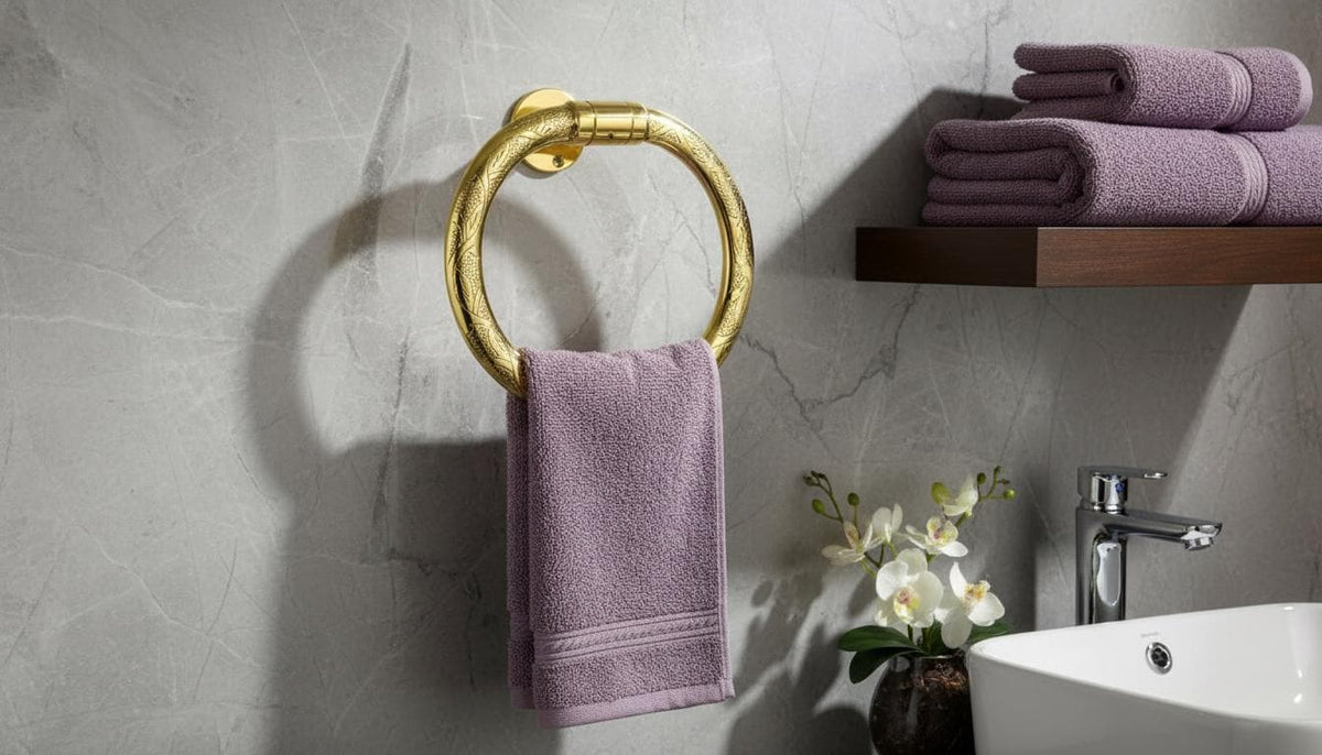 Solid Brass Hand - Engraved Moroccan Towel Ring Holder, Luxury Bath Accessory - handcrafted luxury for kitchen and bathroom interiors by Brooklyn Brass