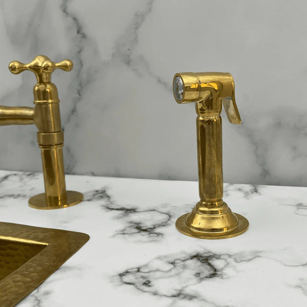 Solid Brass Kitchen Hand Sprayer, Side Sprayer - handcrafted luxury Kitchen Faucets for kitchen and bathroom interiors by Brooklyn Brass
